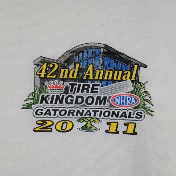 Anvil Men's 42nd Tire Kingdom Gatornationals White Large 2011 Double Sided - Picture 4 of 16